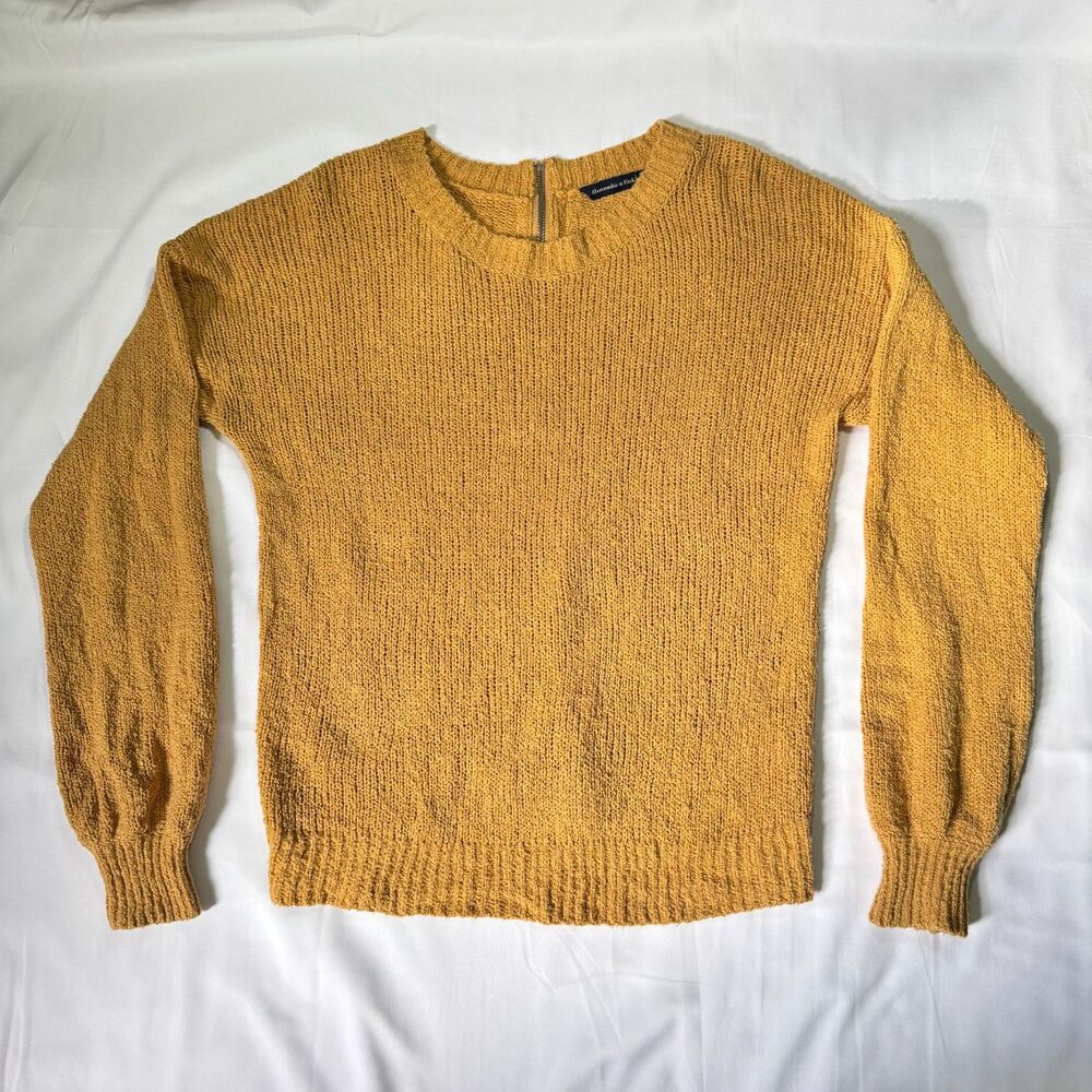 Abercrombie & Fitch Mustard Yellow Sweater Full Zip Back Womens Size Small
